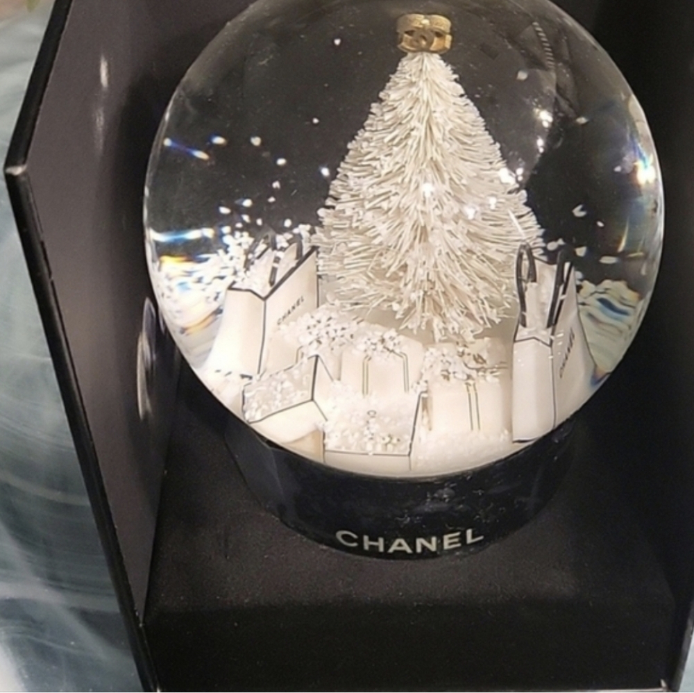 Chanel Holiday Snow Globe with White Tree